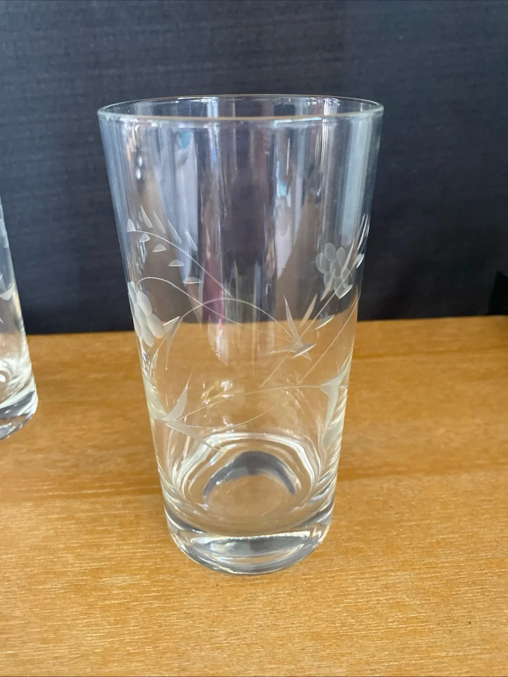 Vintage Princess House Clear Etched Floral Highball Glasses - Clear Set of 4